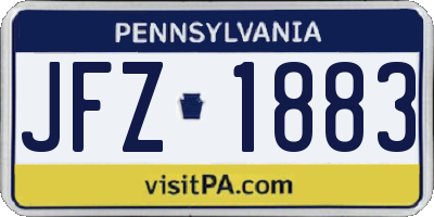 PA license plate JFZ1883