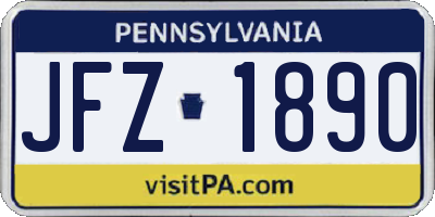 PA license plate JFZ1890