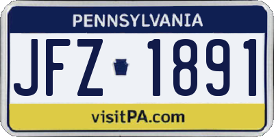PA license plate JFZ1891