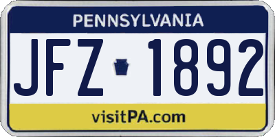 PA license plate JFZ1892