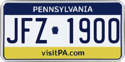 PA license plate JFZ1900
