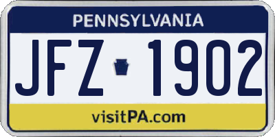 PA license plate JFZ1902