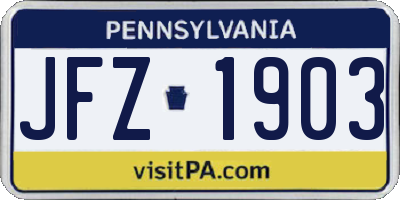 PA license plate JFZ1903