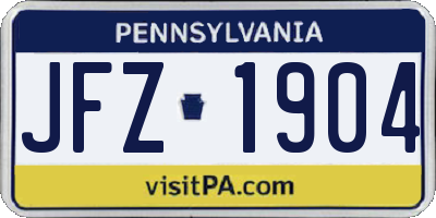 PA license plate JFZ1904