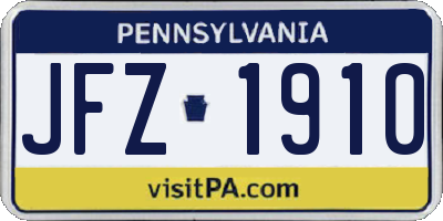 PA license plate JFZ1910