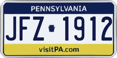 PA license plate JFZ1912