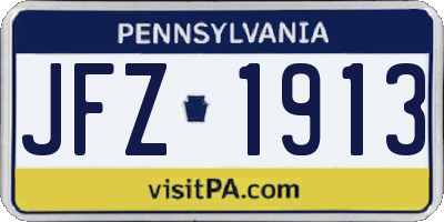 PA license plate JFZ1913