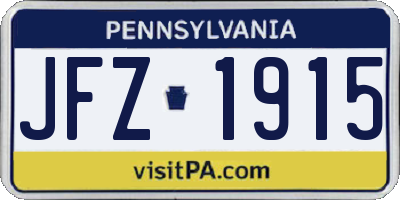 PA license plate JFZ1915