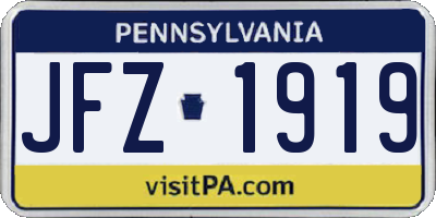 PA license plate JFZ1919