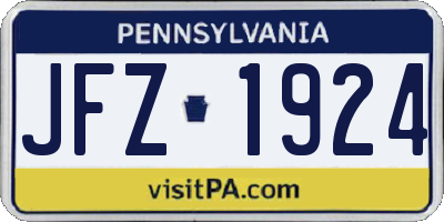 PA license plate JFZ1924