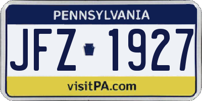PA license plate JFZ1927