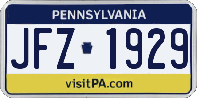 PA license plate JFZ1929