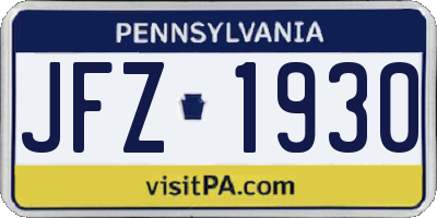 PA license plate JFZ1930