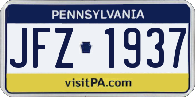 PA license plate JFZ1937