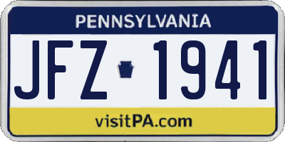 PA license plate JFZ1941