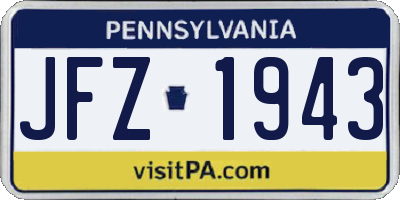 PA license plate JFZ1943