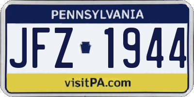 PA license plate JFZ1944
