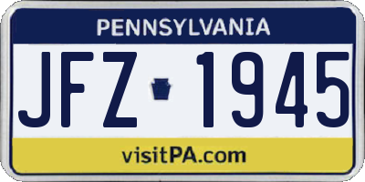 PA license plate JFZ1945