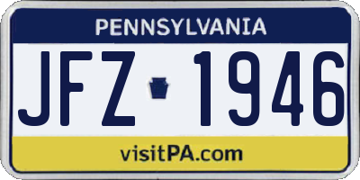 PA license plate JFZ1946