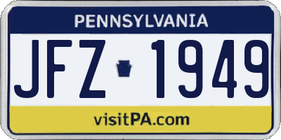PA license plate JFZ1949