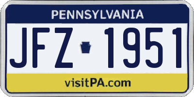 PA license plate JFZ1951