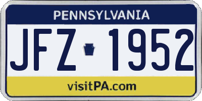 PA license plate JFZ1952