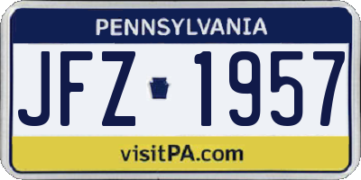 PA license plate JFZ1957