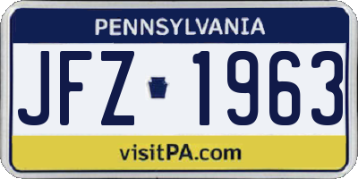 PA license plate JFZ1963