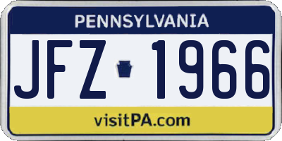 PA license plate JFZ1966