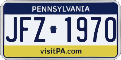 PA license plate JFZ1970