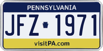 PA license plate JFZ1971