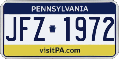 PA license plate JFZ1972