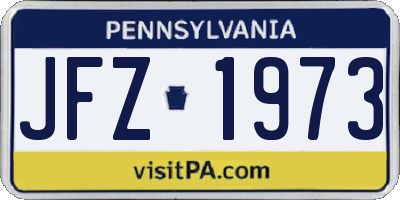 PA license plate JFZ1973