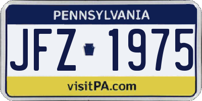 PA license plate JFZ1975