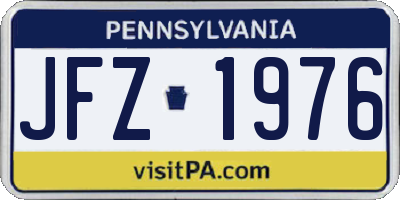 PA license plate JFZ1976