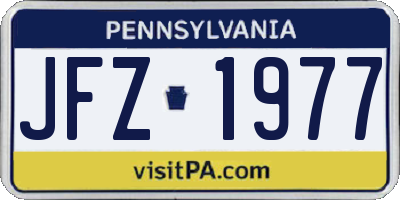 PA license plate JFZ1977