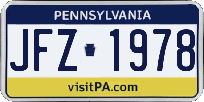 PA license plate JFZ1978