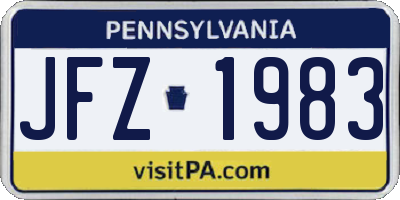 PA license plate JFZ1983