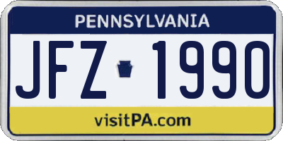 PA license plate JFZ1990