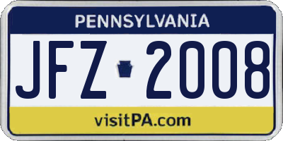 PA license plate JFZ2008