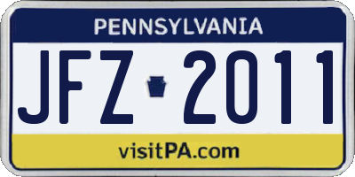PA license plate JFZ2011