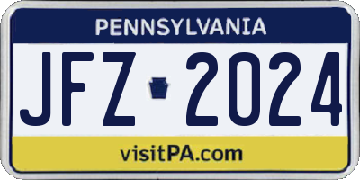 PA license plate JFZ2024