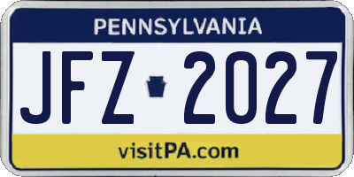 PA license plate JFZ2027