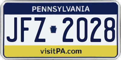 PA license plate JFZ2028