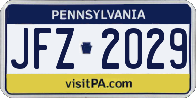 PA license plate JFZ2029