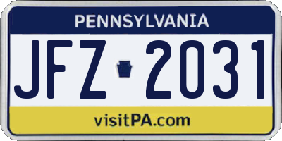 PA license plate JFZ2031