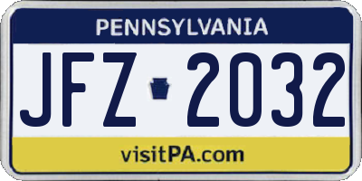 PA license plate JFZ2032