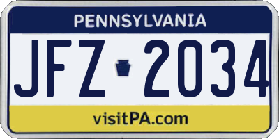 PA license plate JFZ2034