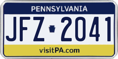 PA license plate JFZ2041