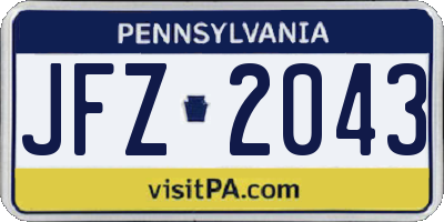 PA license plate JFZ2043